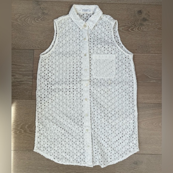 Equipment Tops - Equipment Sleeveless Cotton Eyelet Shirt